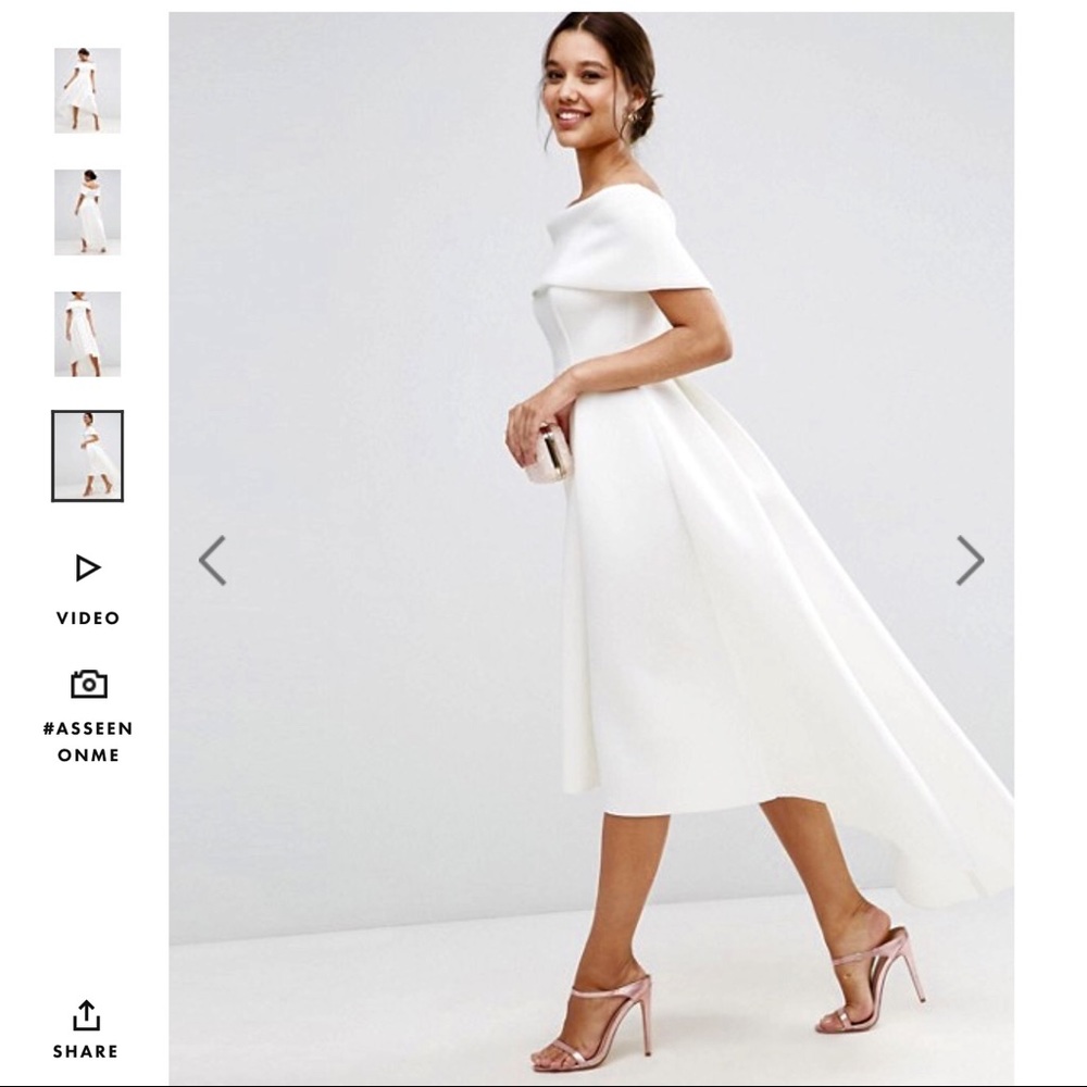 ASOS Off The Shoulder Scuba Dip Back Maxi Dress